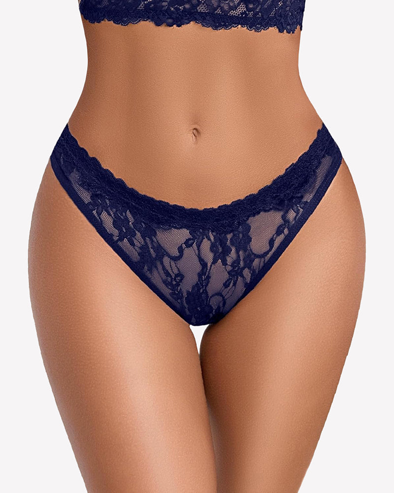 Navy blue lace low rise panty, sexy lingerie for women