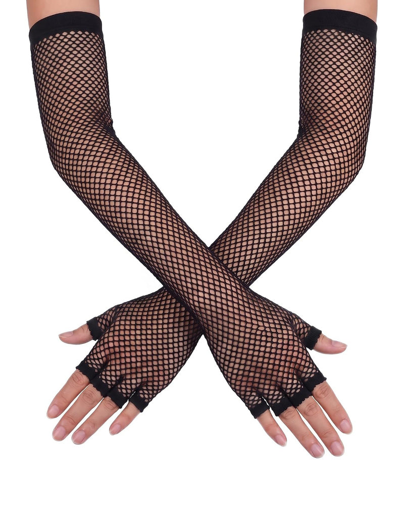 Super Long Sheer Mesh Tulle Fishnet Gloves