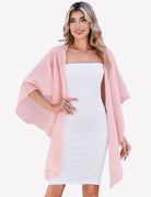 Sheer chiffon shawl wrap in light pink with draped open front