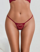 Red lace T-back g-string thong, low-rise seamless tiny brief underwear