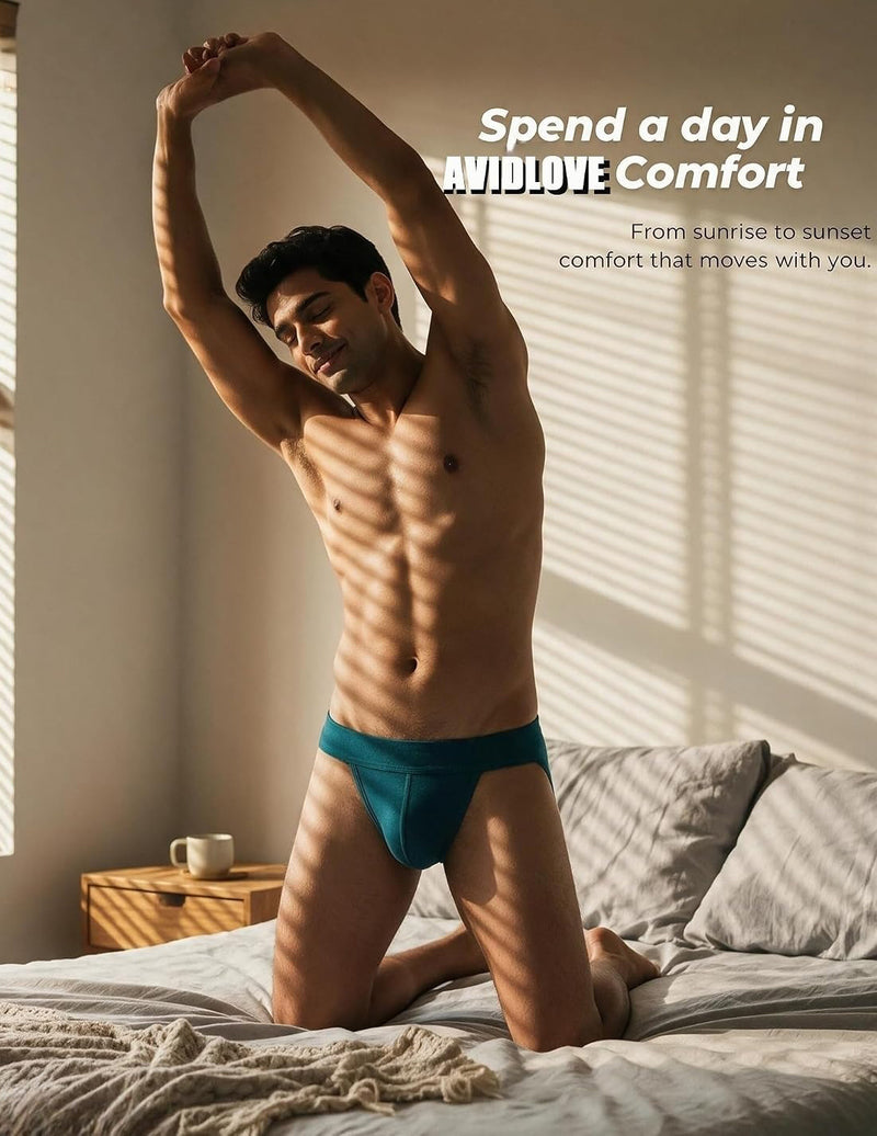 Teal men's jockstrap with wide waistband and open back, contoured pouch