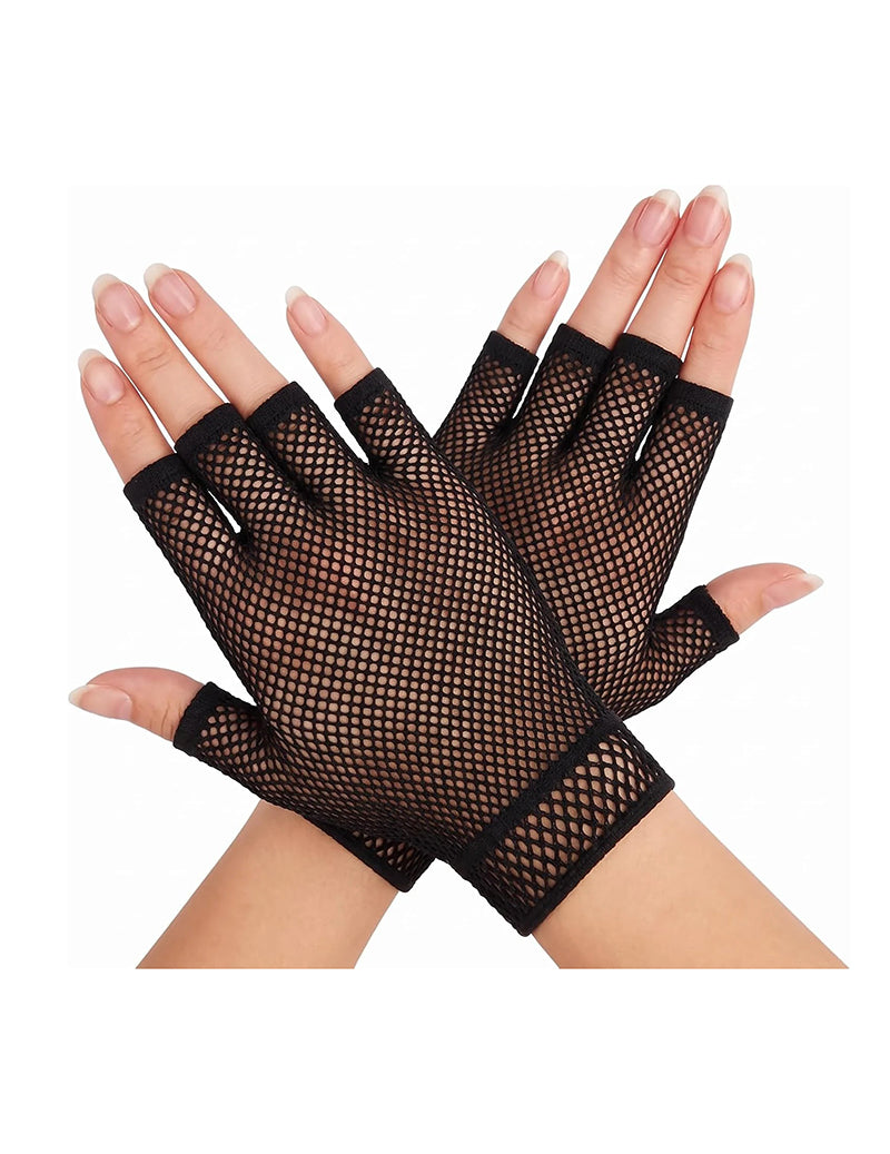 Super Short Sheer Mesh Tulle Fishnet Gloves