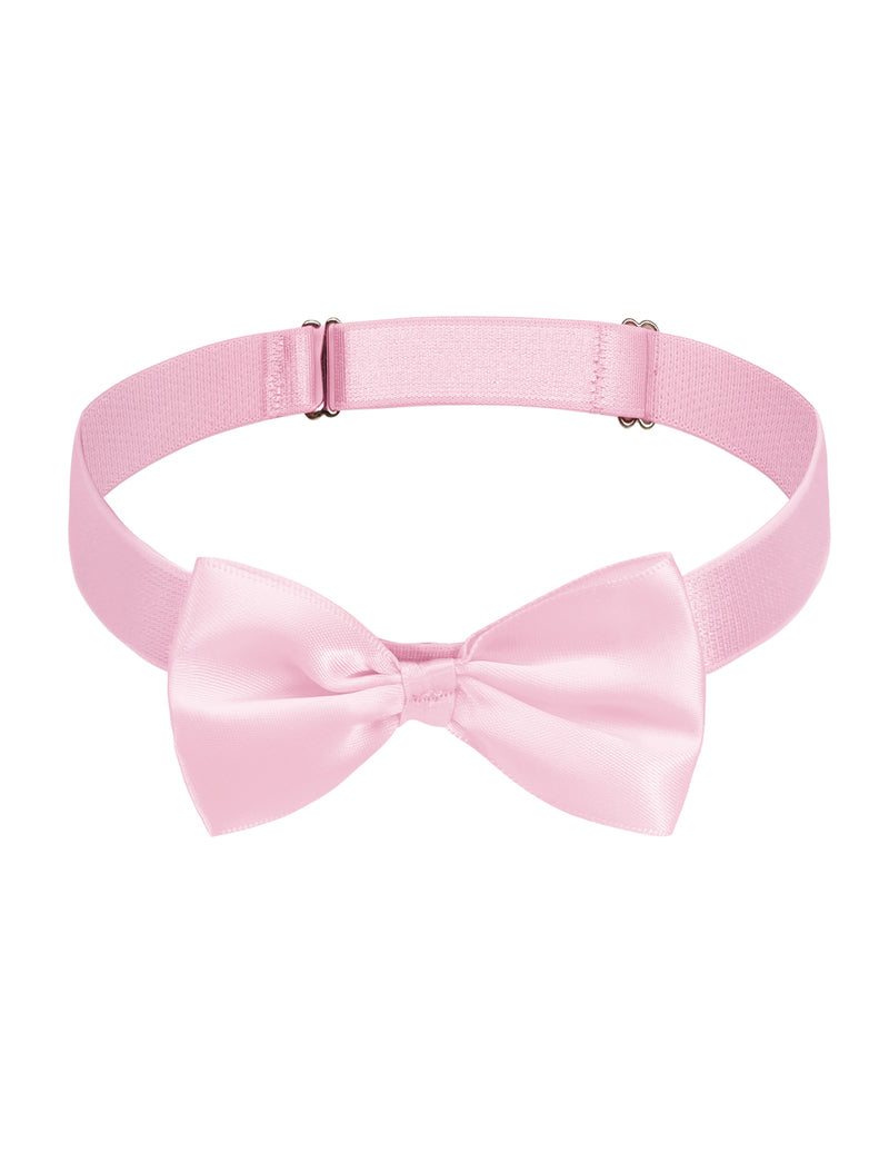 Pink satin choker with wide band and large bow at center