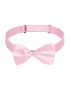 Pink satin choker with wide band and large bow at center