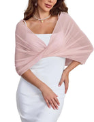 Sheer chiffon shawl wrap cape poncho, blush pink draped design