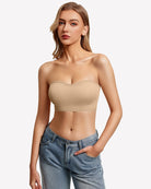Nude strapless push-up bandeau bra with smooth molded cups