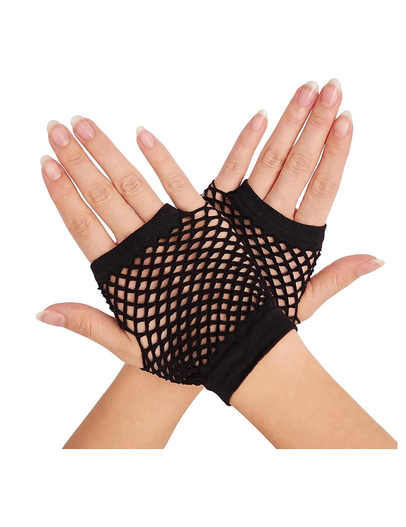 Short Fingerless Fishnet Mesh Gloves