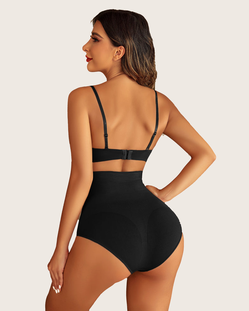 Avidlove black shapewear set, high-waist tummy control panties and bra, for a smooth look.