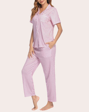 avidlove women pajamas set notch collar soft sleepwear pjs short sleeve button down nightwear with long pants