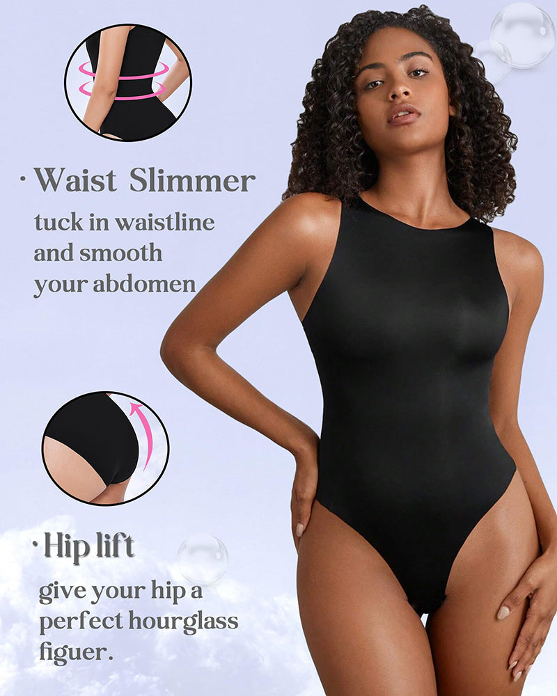 Avidlove black tank bodysuit shapewear: Waist slimmer and hip lift for a smooth hourglass figure.