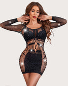 avidlove womens lingerie fishnet dress sparkle rhinestone bodysuit babydoll