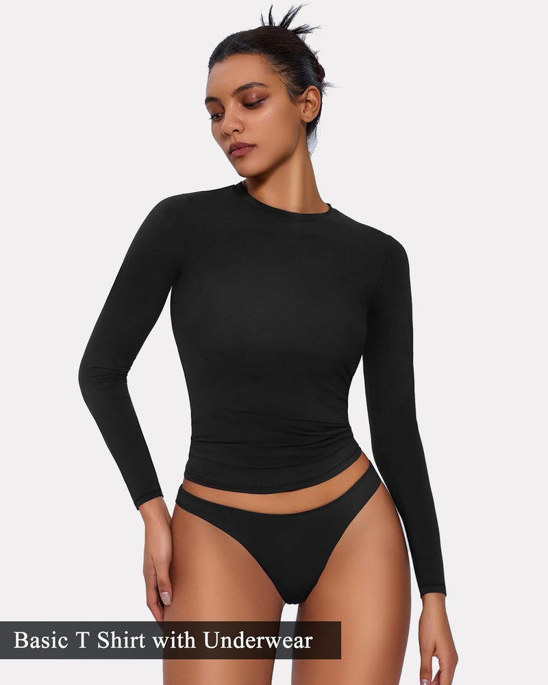Black Y2K long sleeve top and underwear set, lightweight, double layered, perfect for loungewear