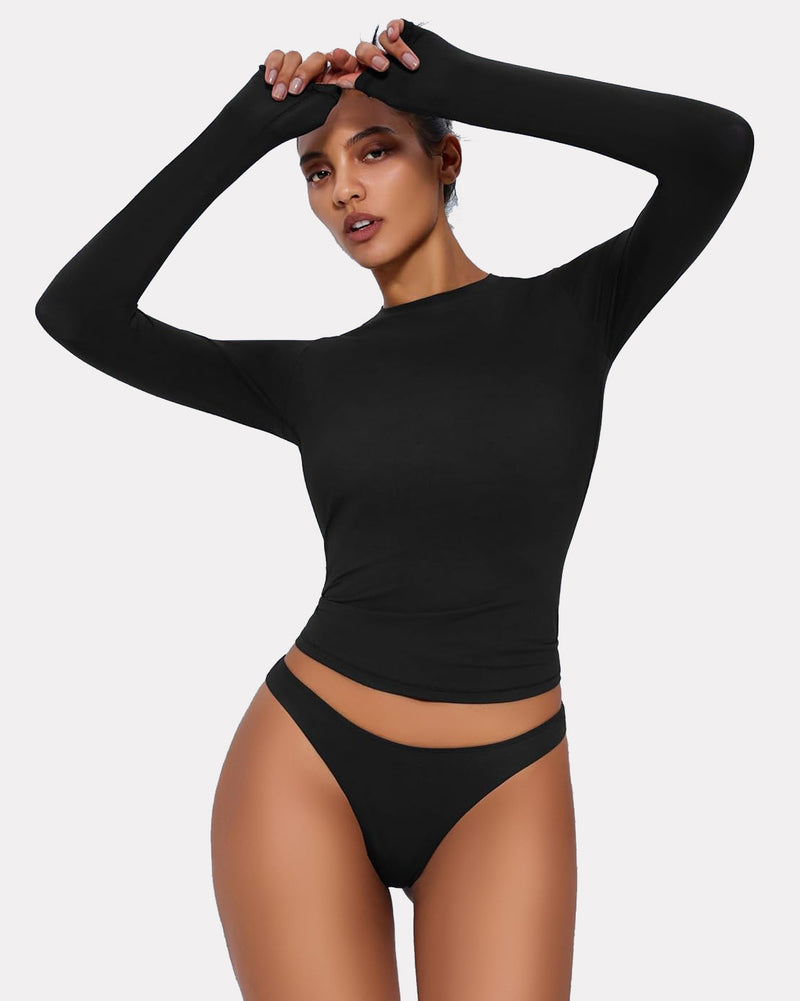 Black Y2K double lined top and underwear set, lightweight and breathable