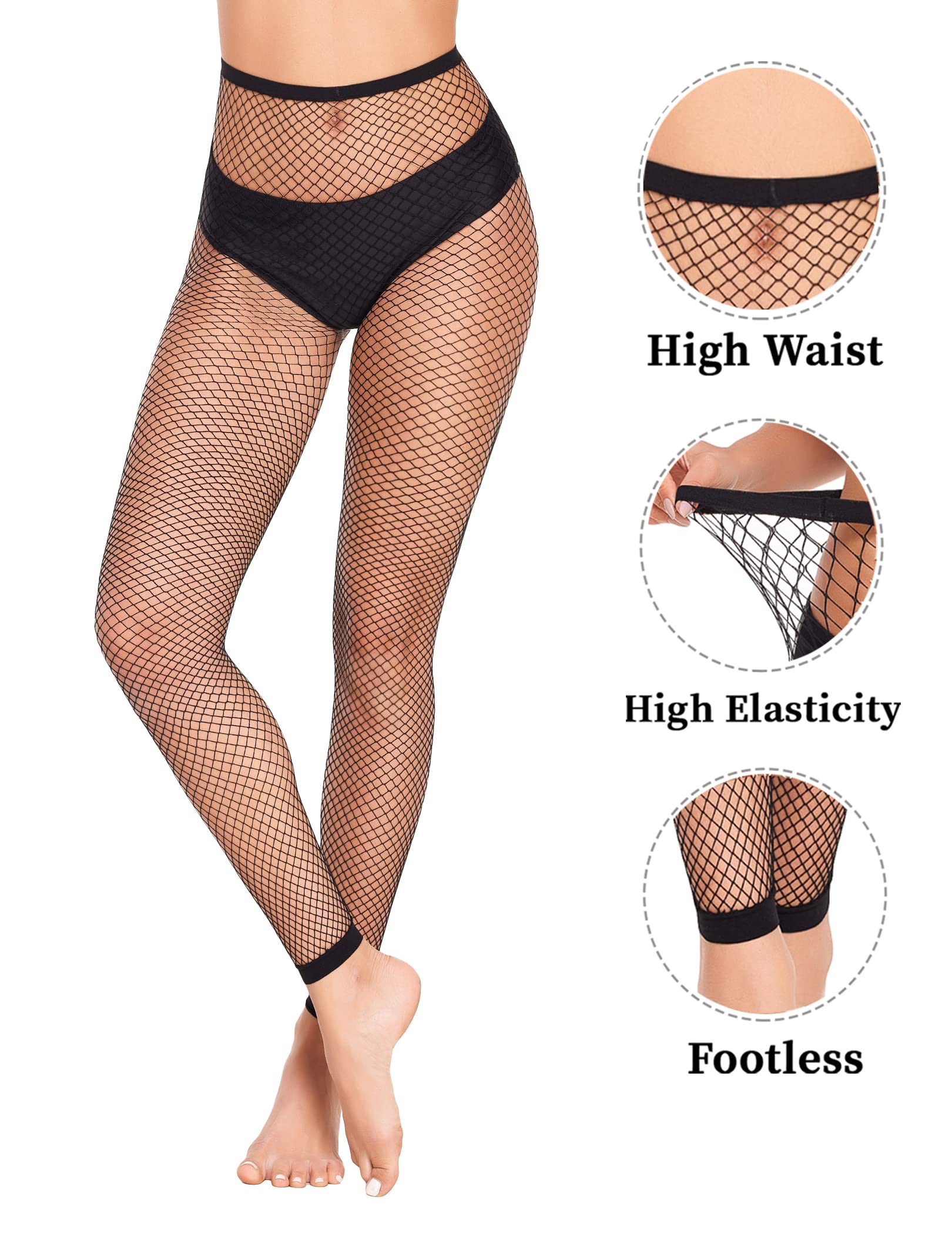 Black Avidlove fishnet stockings, high waist, footless. Sexy, confidence-boosting lingerie.