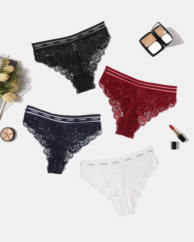 Avidlove floral lace panties set. Multiple colors, soft lace, and brand name waistband.