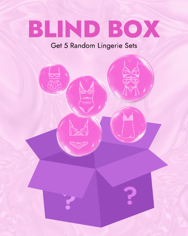 Avidlove Blind Lingerie Box featuring 5 random lingerie sets; mystery box special offer.