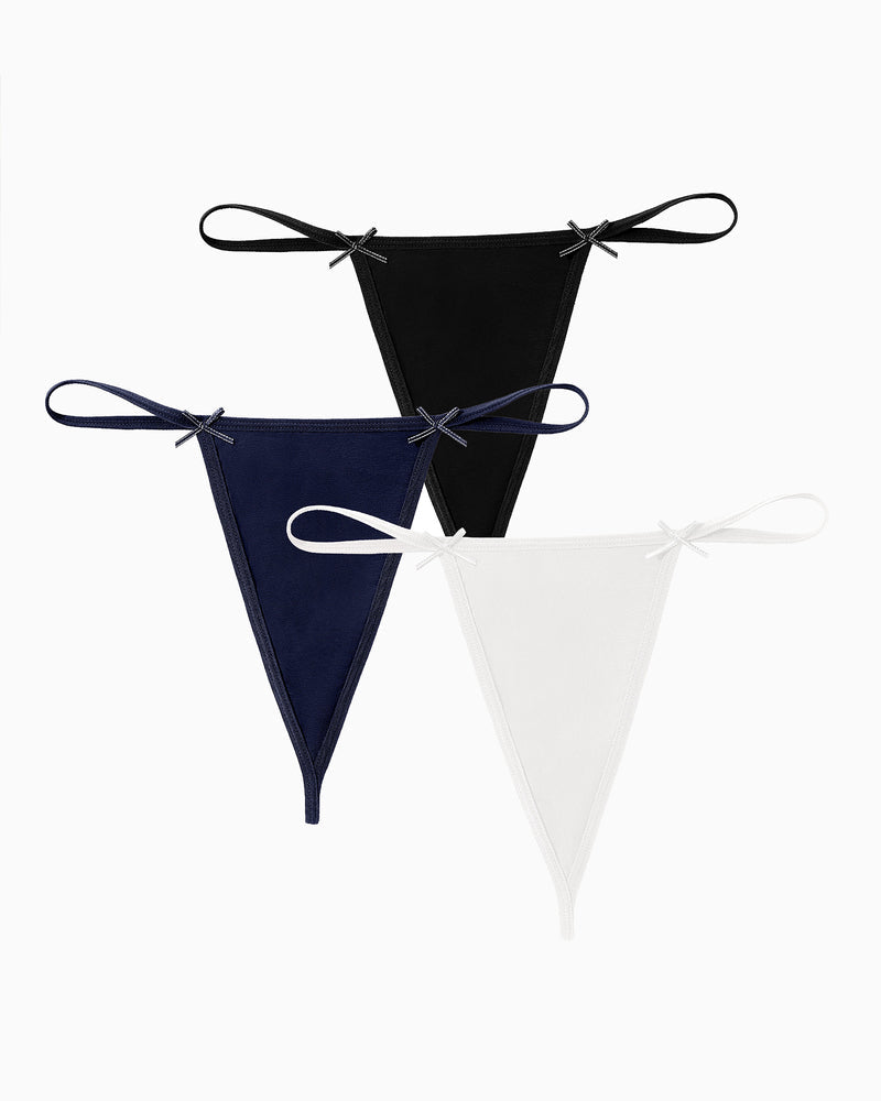 Avidlove 3-Pack G-String Thongs in Black, Navy, White. Comfortable, sexy lingerie.