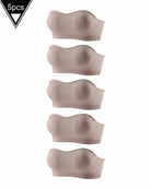 Seamless strapless bandeau bra set, padded tube style, nude