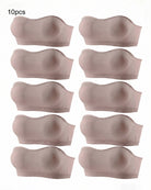 Seamless strapless bandeau bras, padded tube style, nude assortment