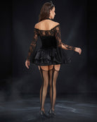 Women's Dark Queen Halloween Costume Velvet Corset Dress Set