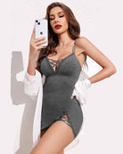 avidlove women sexy nightgown v neck babydoll chemises lace modal sleepwear full slip side slit sleep dress xs xl