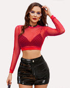 avidlove fishnet top for women fishnet crop top long sleeve fishnet shirt fishnet long sleeve top