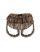 Leopard print ruffle high-waist underwear with tie accents and scalloped mesh trim