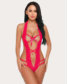 avidlove women lace bodysuit deep v halter lingerie teddy one piece