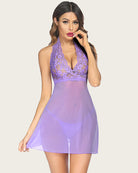 avidlove women lingerie halter chemise lace babydoll mesh nightwear v neck teddy