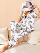 avidlove pajamas set notch collar soft sleepwear pjs short sleeve button down nightwear with long pants