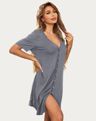 avidlove womens comfy nightgown button down sleep shirts short sleeve v neck boyfriend night shirt