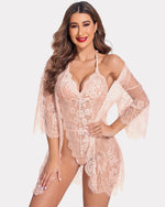 2 Piece Set Lace Robe with Teddy