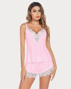 avidlove women love heart pajama set lace trim short pj set v neck sleeveless drawstring waist sleepwear