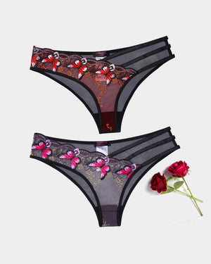 avidlove sexy panties for women butterfly embroidered underwear mesh panties pack