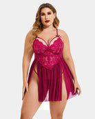 avidlove plus size lingerie lace babydoll strap chemise nightgown v neck nighty mesh sleepwear side slit nightdress