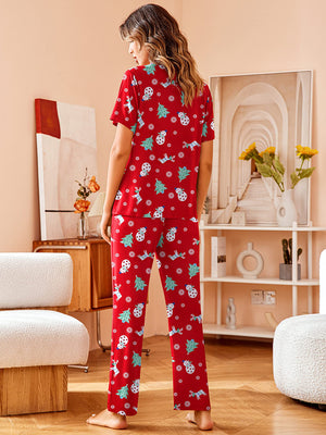 avidlove pajamas set notch collar soft sleepwear pjs short sleeve button down nightwear with long pants