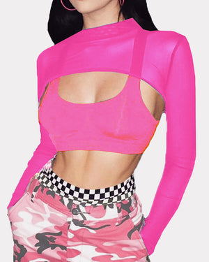 Avidlove Mesh Crop Top Long Sleeve See Through Tops Sexy Tee Blouse Purple  S : : Clothing, Shoes & Accessories