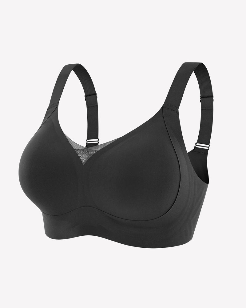 Black wireless push-up bra, comfortable support and natural shape, perfect for everyday wear.