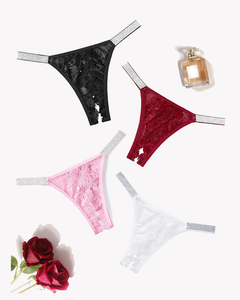 Avidlove Low Rise Lace Panties with Shine Strap - Sexy Lingerie in Various Colors