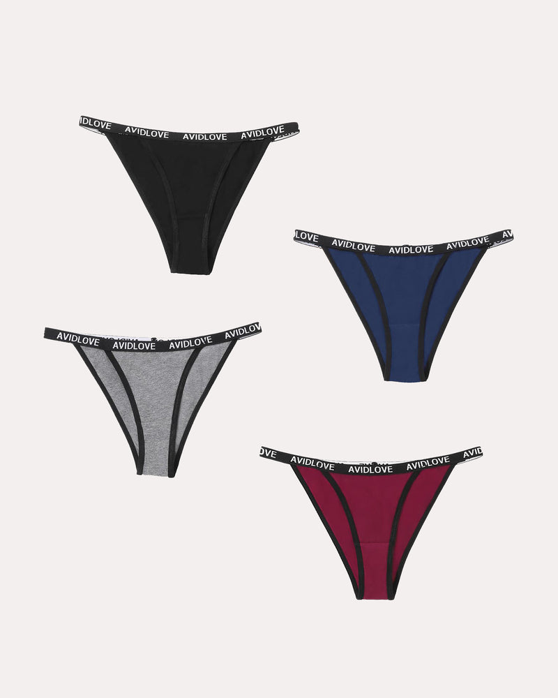 Avidlove cotton string panties 4-pack in various colors, sexy and comfortable lingerie.