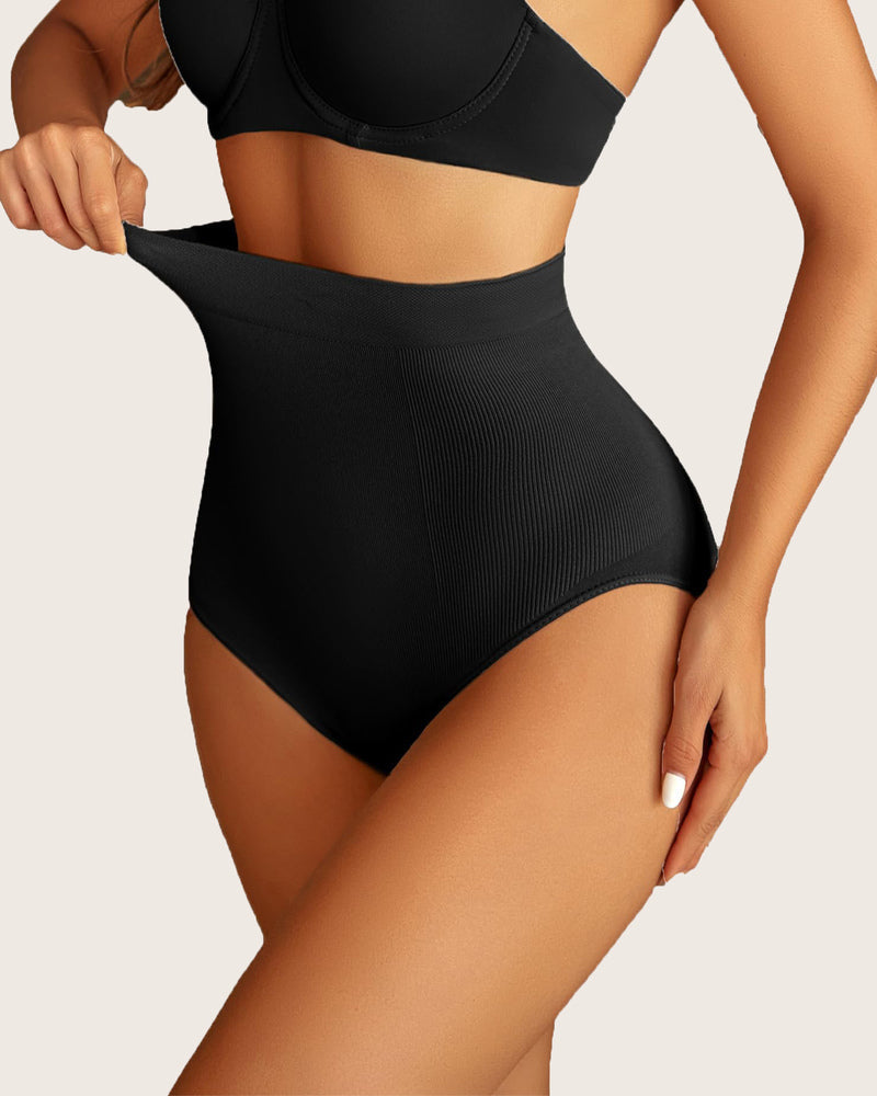 Black high waist tummy control shapewear panty, smooth and seamless, ideal for tummy control.