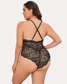 avidlove women pius size snap crotch lingerie sexy lace bodysuit deep v teddy one piece