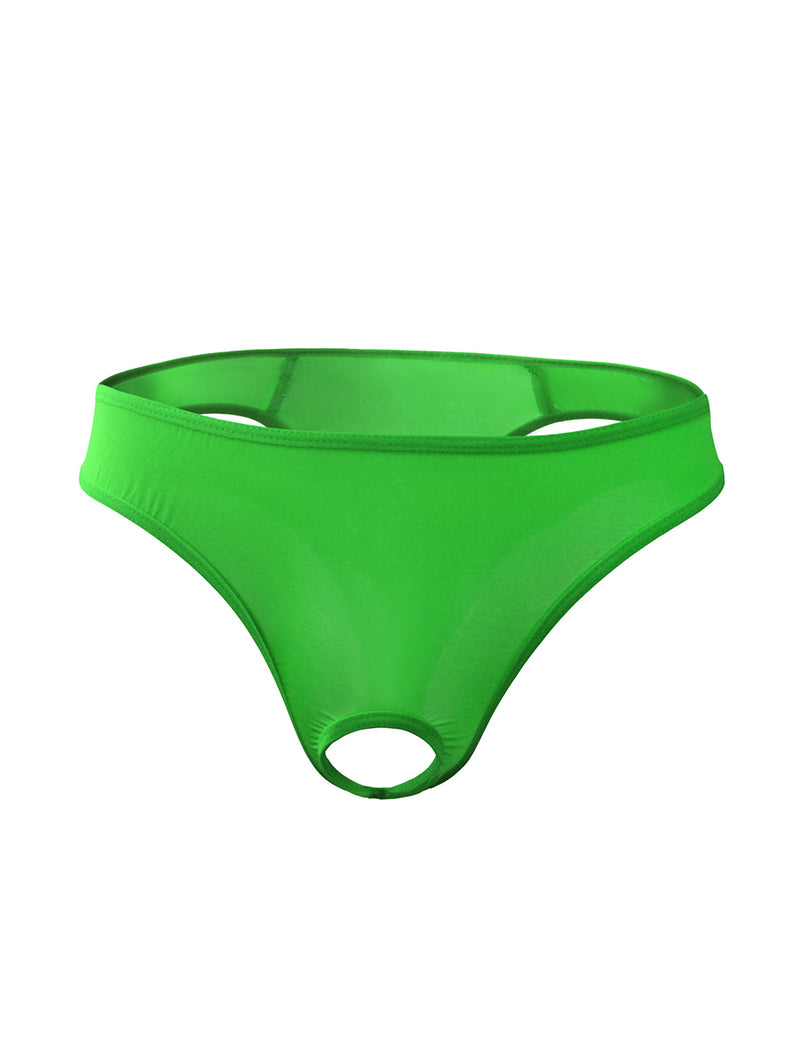 Men Ice Silk Sheer G-String Thong - Green