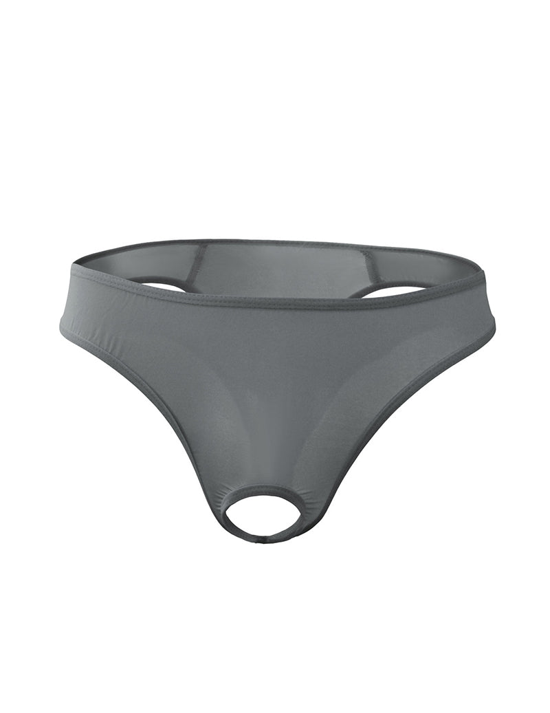 Men Ice Silk Sheer G-String Thong - Gray