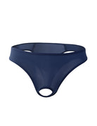 Men Ice Silk Sheer G-String Thong - Navy