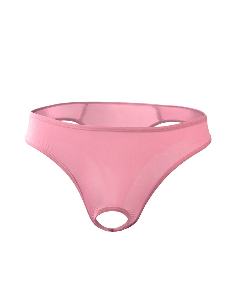 Men Ice Silk Sheer G-String Thong - Pink