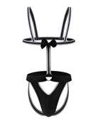 Men Wide Band Jockstrap Bodysuit - Black
