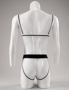 Men Wide Band Jockstrap Bodysuit - Black