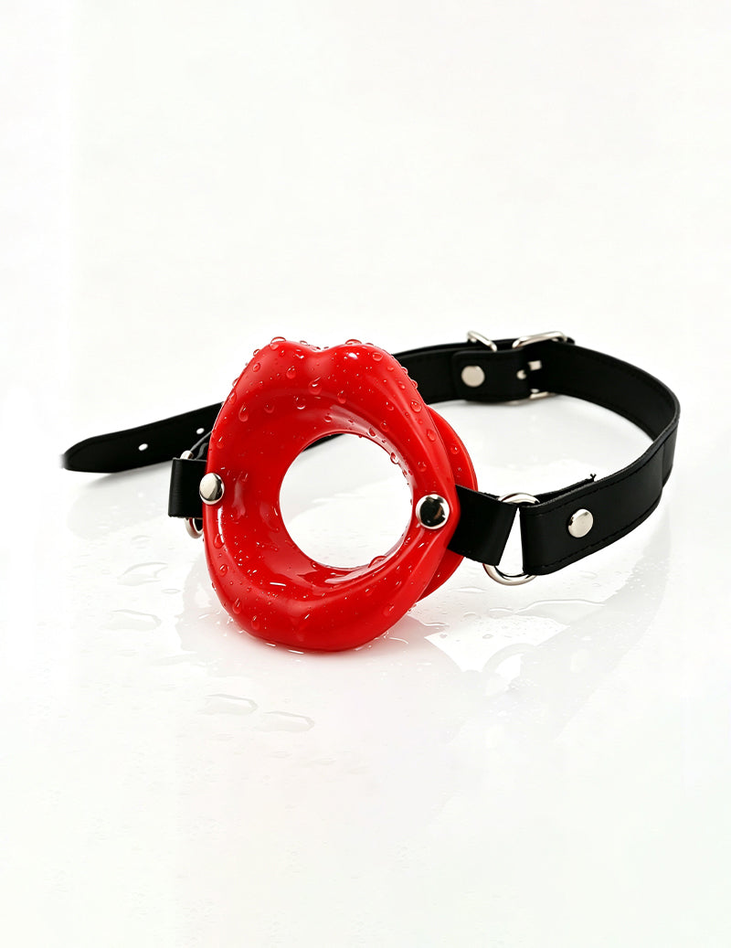PU Leather Ring Gag Collar Adjustable Choker