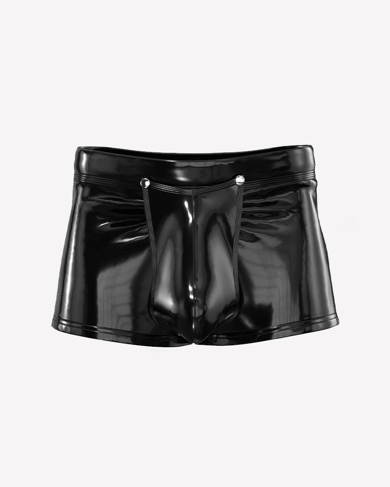 Men Glossy Snap Crotch Boxer Briefs